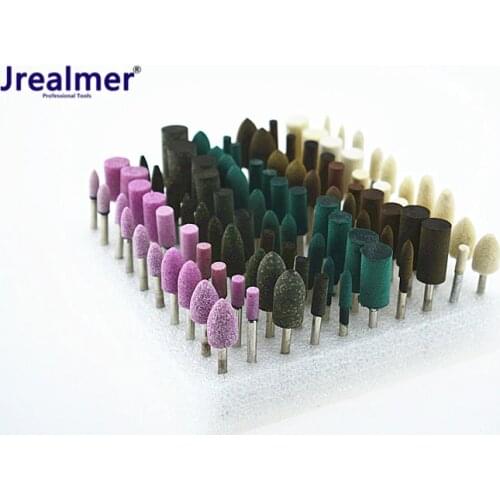 Jrealmer 100pcs/set 5 different Assorted Mounted Point Stone Rubber Grinding Head Wheel Dremel Drill Rotary Wool Felt Point