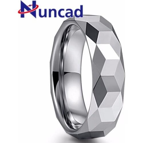 Trendy 6MM Wide Silver Color Polished Triangle Batch 100% Tungsten Steel Ring For Men Male Wedding Birthday Gift 2019 New Style
