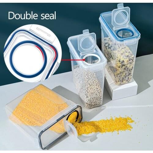 4L Transparent Grain Storage Tank Kitchen Organizer Food Containers Fridge Storage Box Cereal Dispenser Sealed Jars With Lid