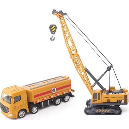 Crane Crawler Tower+ Oil Tanker Toys Model Engineering Car Model 1/55 High Simulation Hobby Collection Vehicle Toy For Kids Boy