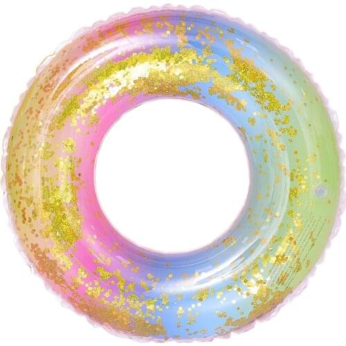 Ins Hot Sequined Swimming Ring Inflatable Pool Float Toy Beach Party Adult Kid Swimming Circle Inflatable Mattress Water Toys