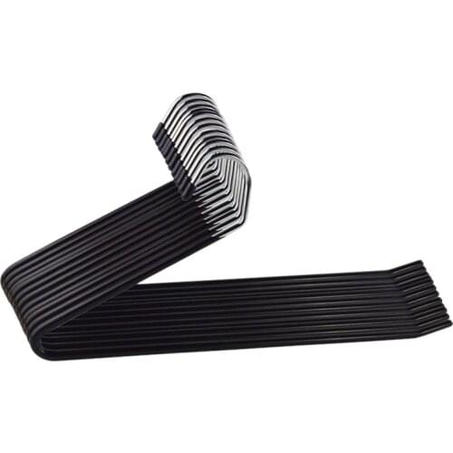 Metal Slacks/Trousers Hangers Open Ended Pants Easy Slide Organizers, Chrome and Black Friction, Non-Slip Arms, Set of 10