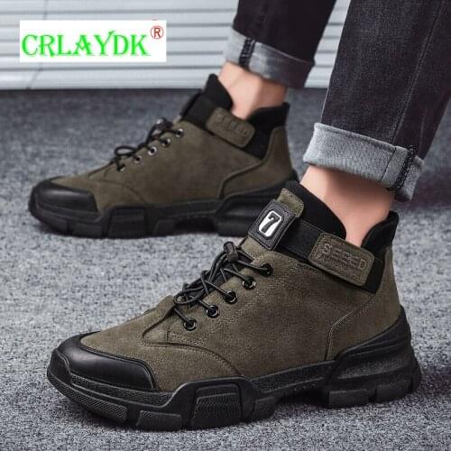 CRLAYDK Fashion Mens 2021 Winter Boots Outdoor Hiking Sports Ankle Shoes Non Slip Walking Work Waterproof Casual Bootie Hombre