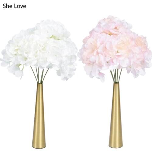 Chzimade Artificial Silk Hydrangea Bouquet Blossoms Floral Heads Bulk Home Decor