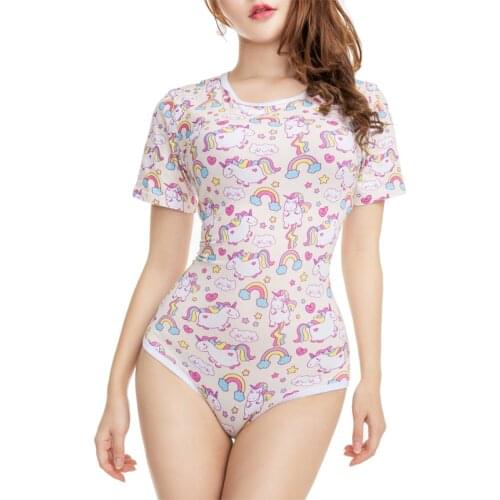 ABDL Abdl Adult Onesie Cute Ddlg Women High-end Short-sleeved Causal Diaper Lover Snap Crotch Romper Daddy Dom Pink Princess