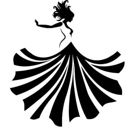 13.3cm*14.7cm Girl Dancing Dress Fashion Car-Styling Stickers Decals Black/Silver S3-6459