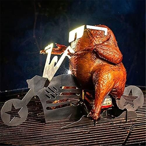 Stainless steel chicken stand with beer can stand motorcycle grill grill grill shape grill household products outdoor barbecue
