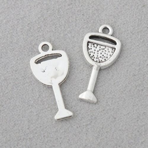 RAINXTAR Antique Silver Color Alloy Tableware Charms Wine Glass DIY Jewelry Charms Wholesale 10*21mm AAC1322
