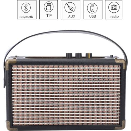 Retro Bluetooth speaker, multi-function MP3 player, portable retro Bluetooth speaker with wooden radio handle, support TF card/U