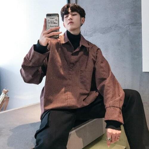 Shirt mens fake two-piece shirt long sleeve tide Korean version of Joker trend mens spring and autumn ins wind jacket