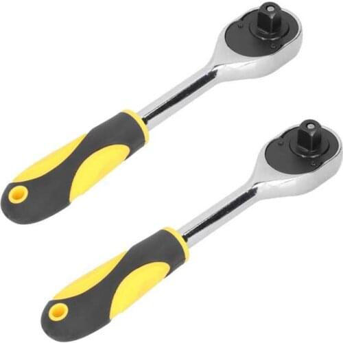 2Pcs Ratchet Wrench Yellow High Torsion Reparing Hand Tools Straight Handle Reparing Wrench Tool