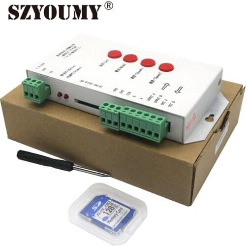 SZYOUMY Original T1000S T-1000S SD Card For WS2801 WS2811 6803 DC5V-24V RGB Play Video SPI Led Pixel Controller RGB full Color