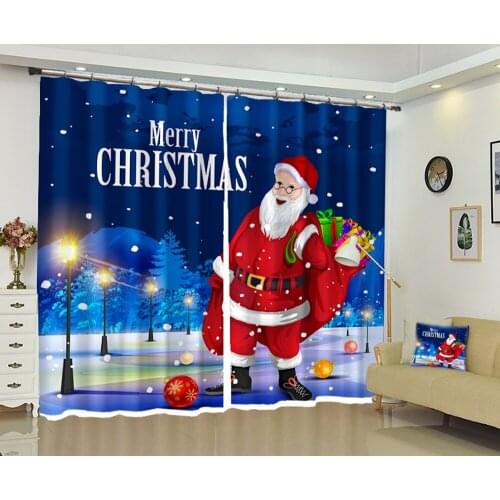 Curtains home decor Luxury Blackout Living Room Bedroom 3D Window Drapes cortinas Rideaux Santa Claus Customized size pillowcase