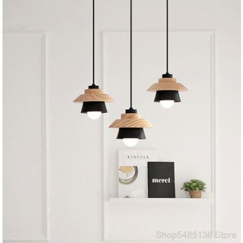 Nordic Pendant Lights Modern Creative Wooden Iron Dining Room Japanese Pendant Lamp Industrial Hanging Lights for Living Room