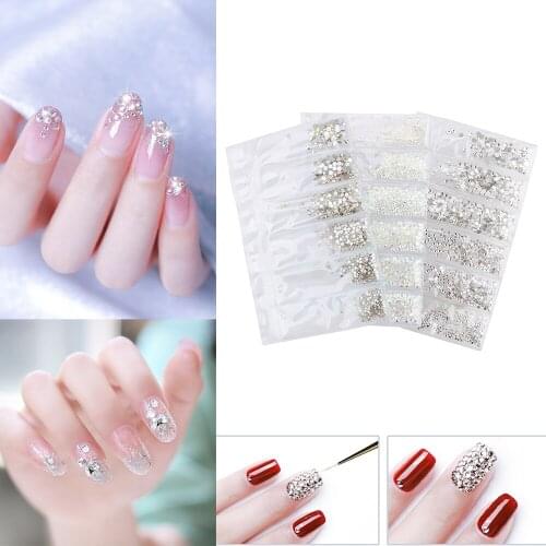 Nail Art Rhinestones Decorations AB Rhinestones 14 Section Glitter Crystal FlatBack Non Hot fix Strass SS4-SS16