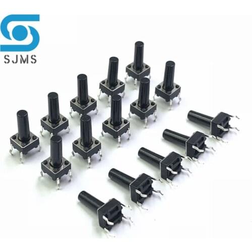 SJMS 20PCS 6*6*13 Tact Switch Push Button DIP 4 Pin Tactile Push button 6X6X13 mm Micro Switch Touch Button Tactile Reset switch