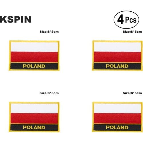 Poland Rectangular Shape Flag Iron on Saw on Patches Embroidered Flag Patches National Flag Patches for Clothing DIY