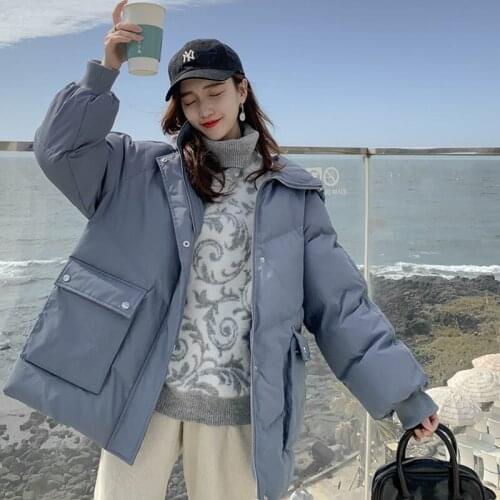 Streetwear Hooded Short Cotton Loose Jacket Casual Plus Size Zipper Short Coat Winter Soft Fabric Warm Thicken Outwear