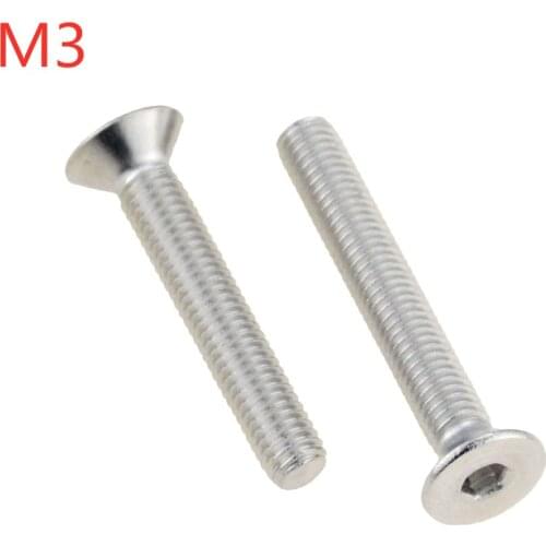 100pcs DIN7991 M3x8 mm M3*8 mm flat head countersunk head 304 Stainless Steel Hex Socket Head Cap Screw