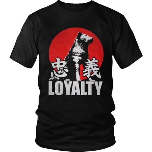 Vintage Faithful Dog Hachiko Akita Inu T Shirt Short Sleeve Japanese Loyalty Kanji Print T-Shirt Dog Owner Gift Clothes Tee Tops