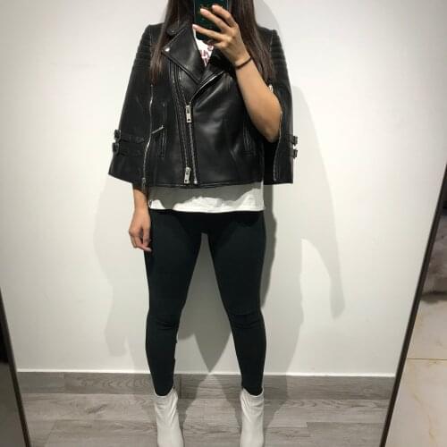 Ladies real sheep leather shawl women genuine leather jacket