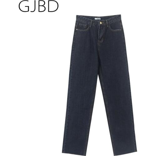 Womens Jeans 2021 New Y2k Streetwear Vintage High Waist Wide Leg Jeans Pants Fashion Girl Student Dark Blue Denim Long Trouser