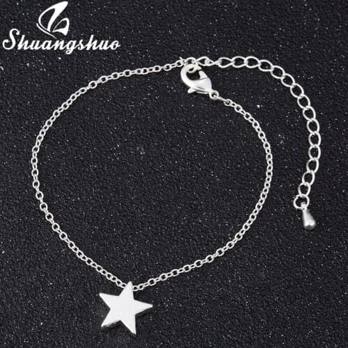 Shuangshuo Vintage Star Charm Bracelet Female Chain Link Bracelet Women Star Bracelets & Bangles Fashion Jewelry Star Bangle