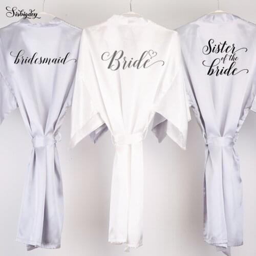Sisbigdey sexy silver robe bridal pajamas getting married robe bridesmaid wedding lingerie sister mother of the bride robe