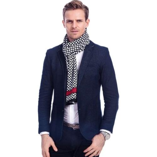 Winter Knitted Scarf Man Hot Sale Unilateral Plaid Knit Scarves Men Charm Warm Scarf Shawls Gift A3A18940