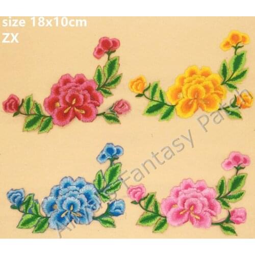 1 pcs big size Flowers Embroidery iron on Motif sew on hotfix Evening dress patches 16ZX 4 colors to select