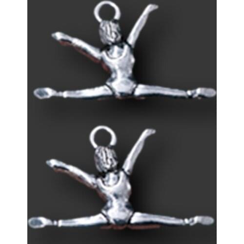 WKOUD 10pcs Silver Color gymnastics girls charm alloy pendant earrings bracelet DIY handmade metal sports jewelry makings