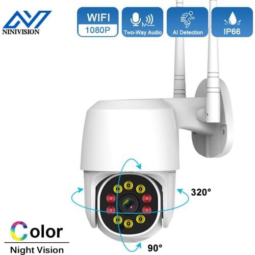 1080P Wifi Wireless Security PTZ Camera Outdoor Waterproof AI Smart Human Detection Auto Tracking Two-Way Audio Surveillance Cam