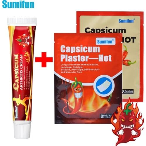 16pcs Sumifun Hot Pepper Plaster +20g Capsicum Cream For Rheumatoid Arthritis joint Knee Pain Relief Patches Arthritis Ointment