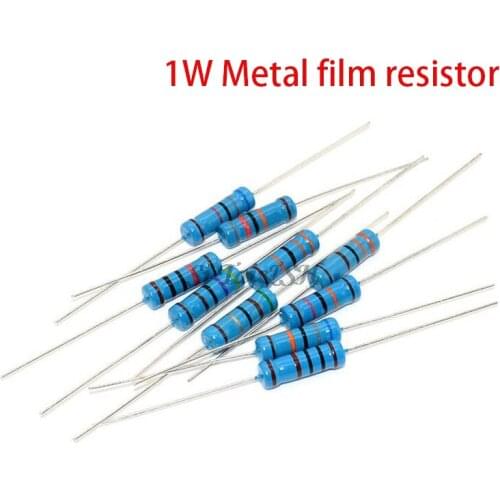 20pcs 1W Metal film resistor 1% 0.1R ~ 2.2M 10R 22R 47R 100R 330R 1K 4.7K 10K 22K 47K 100K 330K 470K 1 2 10 22 47 100 330 1M ohm