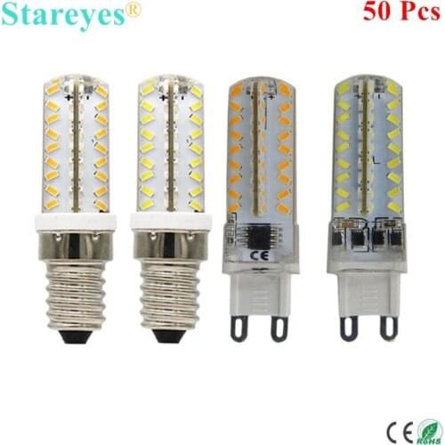 50 Pcs Silicone G9 E14 SMD3014 72 LED 7W Dimmable Dimmer LED Corn lamp Droplight Chandelier candle bulb Pendant light lighting