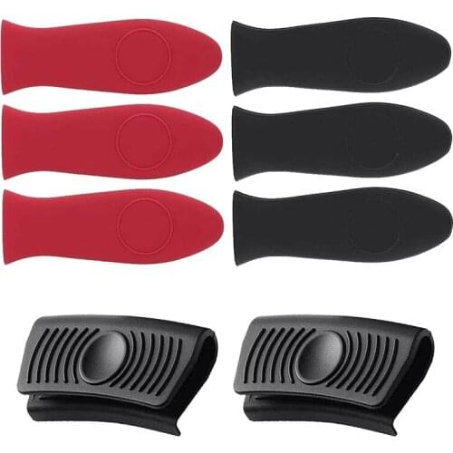8 Pcs Silicone Hot Handle Holder Potholders Heat Insulated Handle Pot Sleeve Covers for Cast Iron Pan Woks Pot Cookware