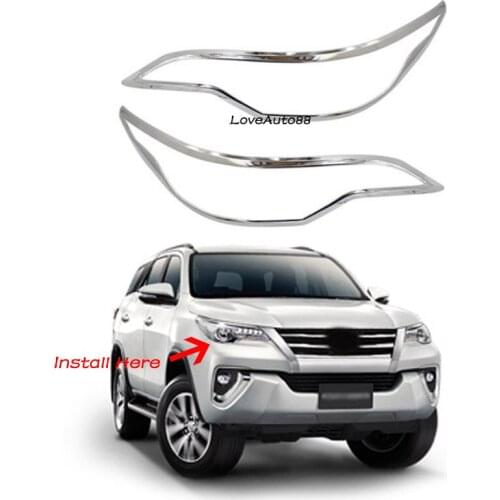 Car ABS Chorme Front Fog Light Lamp Cover Trim Frame Sticker For Toyota Fortuner 2016 2017 2018 2019 2020 Car Accessories
