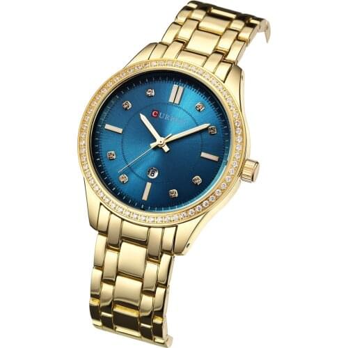Top Luxury Brand Curren Watch For Women Rhinestone Watches Ladies Quartz Wristwatches Waterproof Date Womens Dress Watch Hours
