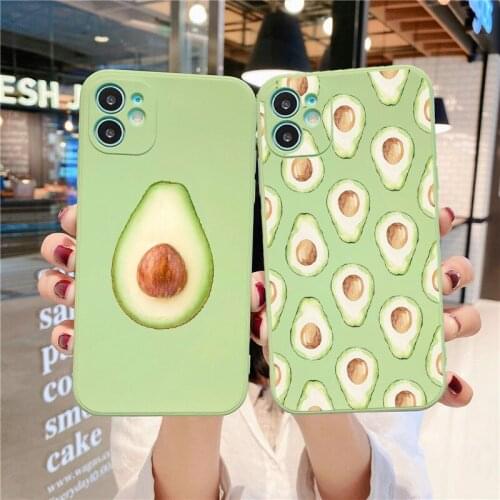 PUNQZY Summer Avocado Phone Case For iphone 12 PRO Max XR 11 pro max 7 6s 8 Plus XS MAX Cute Couple Fruits Art Shell TPU Cover
