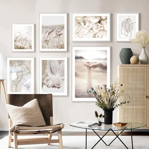 Flower Dandelion Plant Sea Sand Seaside Landscape Figure Art Poster Oil Painting Home Modern Nordic Decorative Painting