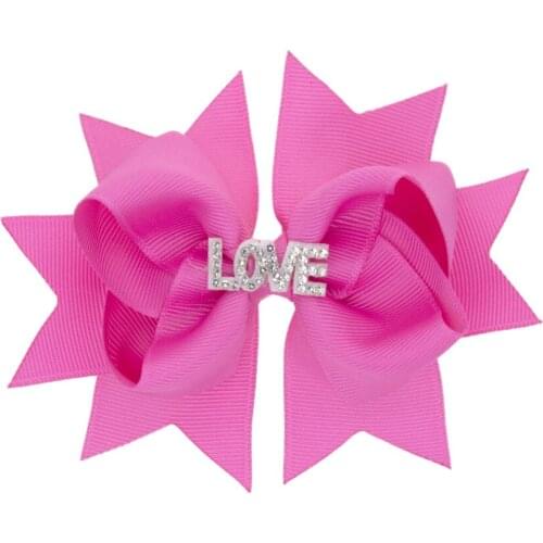 Childrens solid color bow hairpin European and American Valentines day girl LOVE bow duckbill clip 8 colors