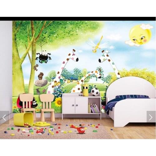 Custom photo wallpapers 3d wall murals wallpaper Childrens room Cartoon animal, forest, big tree mural wall papers home decor