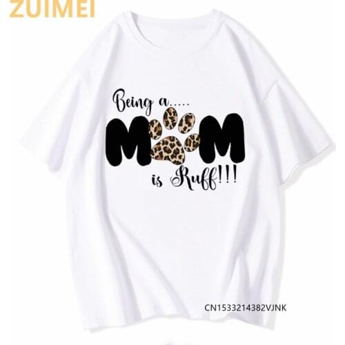 Dog Leopard Mom Animal Cartoon Graphic Print Womens T-shirt 2021 Tops Summer Fashion Casual Basic Short Sleeved White T-shirts