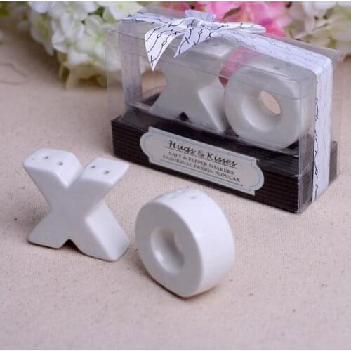 Hugs & Kisses From Mr. & Mrs. XO Ceramic Salt & Pepper Shakers 300Set/Lot wedding favors party gifts SN863