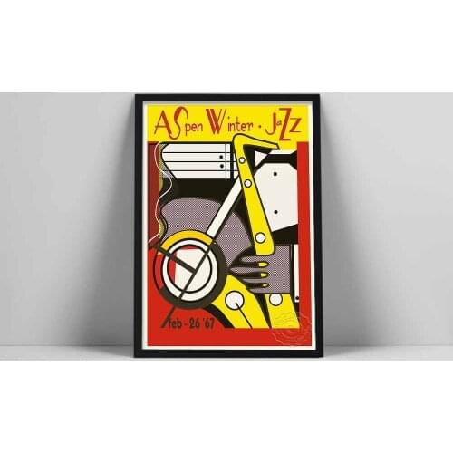 Canvas Painting Aspen Winter Jazz Poster Roy Lichtenstein Abstract Vintage Wall Art Prints Pictures for Living Room Home Decor