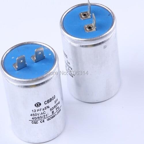 CBB60 450V 12uF running start capacitor 2 pins gasoline generator motor two 2 spins for electric machine air conditoners