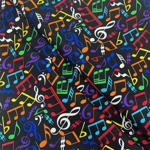 Beautiful 100% Cotton Fabric Black Bottom Colour notes Pattern Digital Print Sewing Material DIY Home Patchwork Dress Clothing