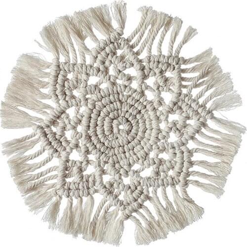 Nordic Round Woven Sunflower Heat Insulation Macrame Placemat Cushion Coaster
