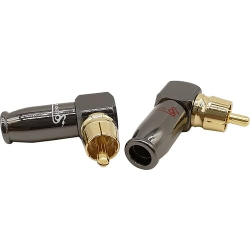 1Pair L-Shaped Gold Plated Right Angle 90 Degree RCA Male Plug Connector Soldering RCA Audio Video Adapter