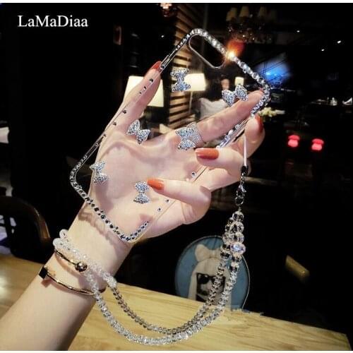 LaMaDiaa Rhinestone Cover For iphone 5S 8 7 6S PLUS Luxury Bling Bowknot Shell Soft Phone Case For iPhone 11 12 pro X XS MAX XR